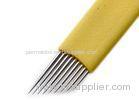 Yellow Thin Flexi Microblading Blades C Shaped Sharp With 0.18mm 9 Pin Needles