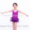 Grils Jazz Tap Costumes Biketard V - Neck Sequined Bodice Flying Fringe Skirt Dress