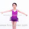 Grils Jazz Tap Costumes Biketard V - Neck Sequined Bodice Flying Fringe Skirt Dress