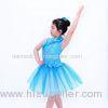 BlueTutu Dress Floral Diagonal Neckline Ballerina Dance Clothes With Matching Floral Headpiece