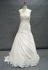 Round Trail Ivory Taffeta Wedding Dress With Side Pleated Floral Beading