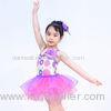 Purple Solo Performance Curved Hem Skirt Floral Sequin Kids Dance Outfits