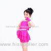 Diagonal Neck Kids Dance Costumes Pink Blue Red Confetti Spandex Outfits