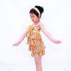 Metalic Edged Kids Dance Outfits Tiered Full Sequin Dress Shorts Including