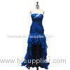 Plain Neckline Evening Wear Dresses Spiral Blue High Low Dress With Floral Beading