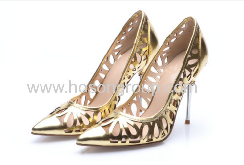 Fashion gold hollow out high heel shoes