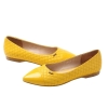 beautiful yellow color leather and patent leather upper flat women dress shoes