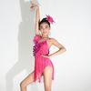 Handmade Beading Latin Dance Wear Diagonal Coin Sequin Fringe Dress Leotard Under