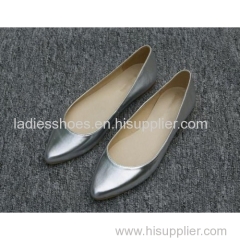 manufactory patent leather women fashion flat silver dress shoes