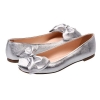 latest glittering silver color women flat dress shoes with bowtie