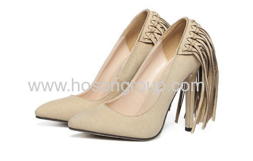 Fashion suede tassels high heel dress shoes