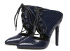 Fashion deep blue stone texture high heel sandals