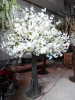Indoor white artificial silk cherry blossom tree for decoration