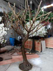 Indoor white artificial silk cherry blossom tree for decoration