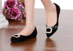 Good Quality black color pointed toe women flat fashion dress shoes