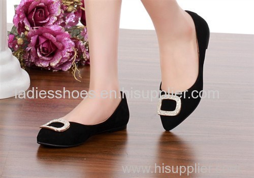 Good Quality black color pointed toe women flat fashion dress shoes