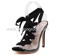 Ladies PVC upper high heel sandals