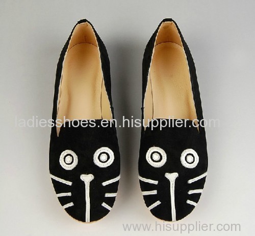 Foreign trade flat shoes embroidered cat printing casual shoes