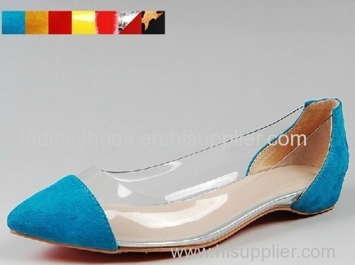 fashion blue color PU suede women flat dress shoes