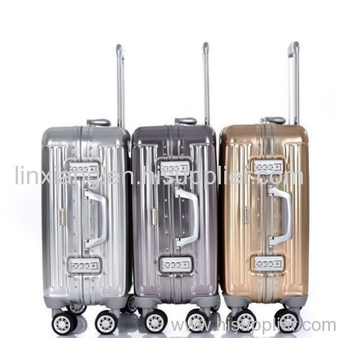 New products Aluminum luggage case &travel case gray gold sliver color luggages 4 wheels trolley luggages
