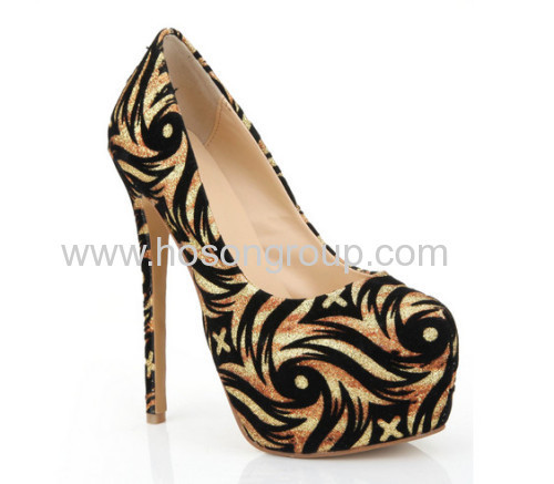 New style striped ladies high heel party shoes