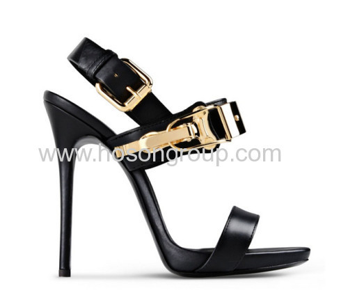 Fashion gold metal buckle high heel shoes