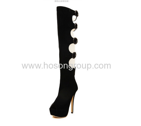 Fashion black thigh heel boots