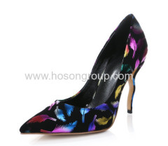 Sexy colorful feather high heel dress shoes