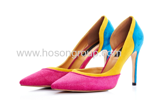 Colorful suede high heel shoes