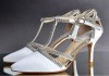 Ladies rhinestone T-strap high heel sandals