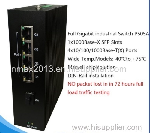 5 ports Full Gigabit PoE Industrial Ethernet Switch with SFP slot