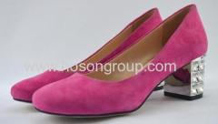 Ladies suede chunky heel shoes