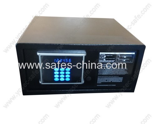 Electronic in room safe with digital safe lock and illuminated keypad for hotel bedroom