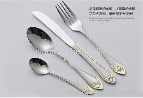 Wholesale Flatware Set Gold plated Dinner Spoon& Fork Cutlery Set