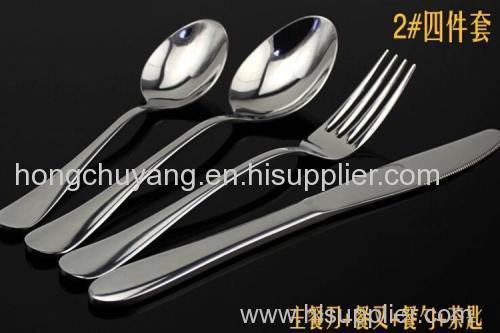 4Pcs Inox Knife Fork Spoon Stainless China Flatware Restaurant Cutlery Whole Sets high quality spoon