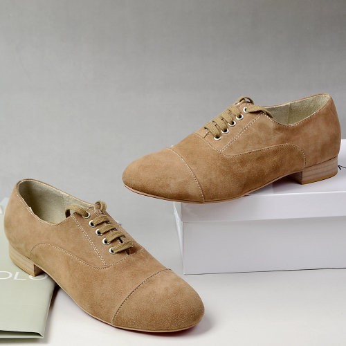 Faux suede lace up casual shoes camel