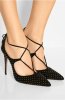 Ladies studded stiletto heel sandals black