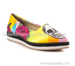 Afriacn printed fabric women fashion flat casual shoes