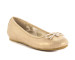 Gold color flat women pull on ladies dress shoes with rainstore bowtie