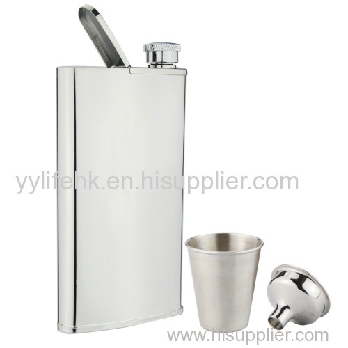 Stainless Steel Hip Flask with Built in Cigar Case