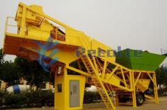 75m3 mobile concrete batching/mixing plant with truck