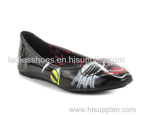 colorful cartoon patent leather women flat fashion dress shoes