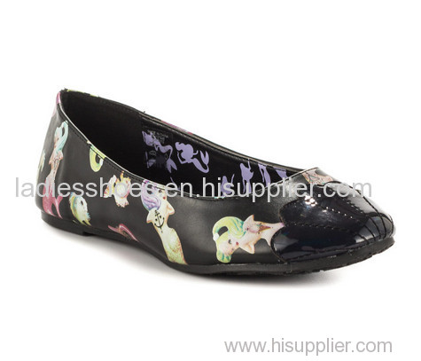 Wholesale Customized design women flat printed leather dress shoes
