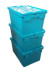 Plastic Nesting Crate with Lid in Light Blue