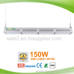 Warehouse lighting 120w 120lm/w IP65 energy saving LED linear high bay light with Mean Well
