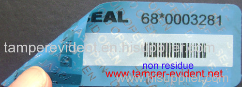 tamper evident labels with consecutive numbers & bar code