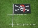 Hand Held Custom Advertising Flag Banners With Solid Black Plastic Pole