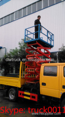 China JMC 4X2 4x4 6 wheel Aerial Ladder Truck with hydraulic lifting aerial work platform for sale