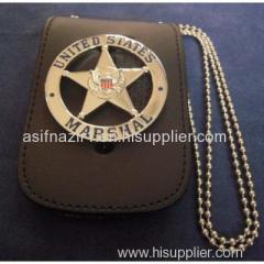 Leather Badge Holder Case/ Police Badge Holder Wallet Neck Wallet