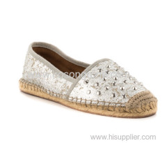 women fashion white color casual flat women dress shoe with studs